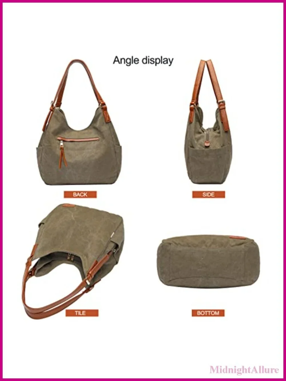 Canvas Hobo Tote Purse Multi Pocket Shoulder Bag Embroidery Ethnic
